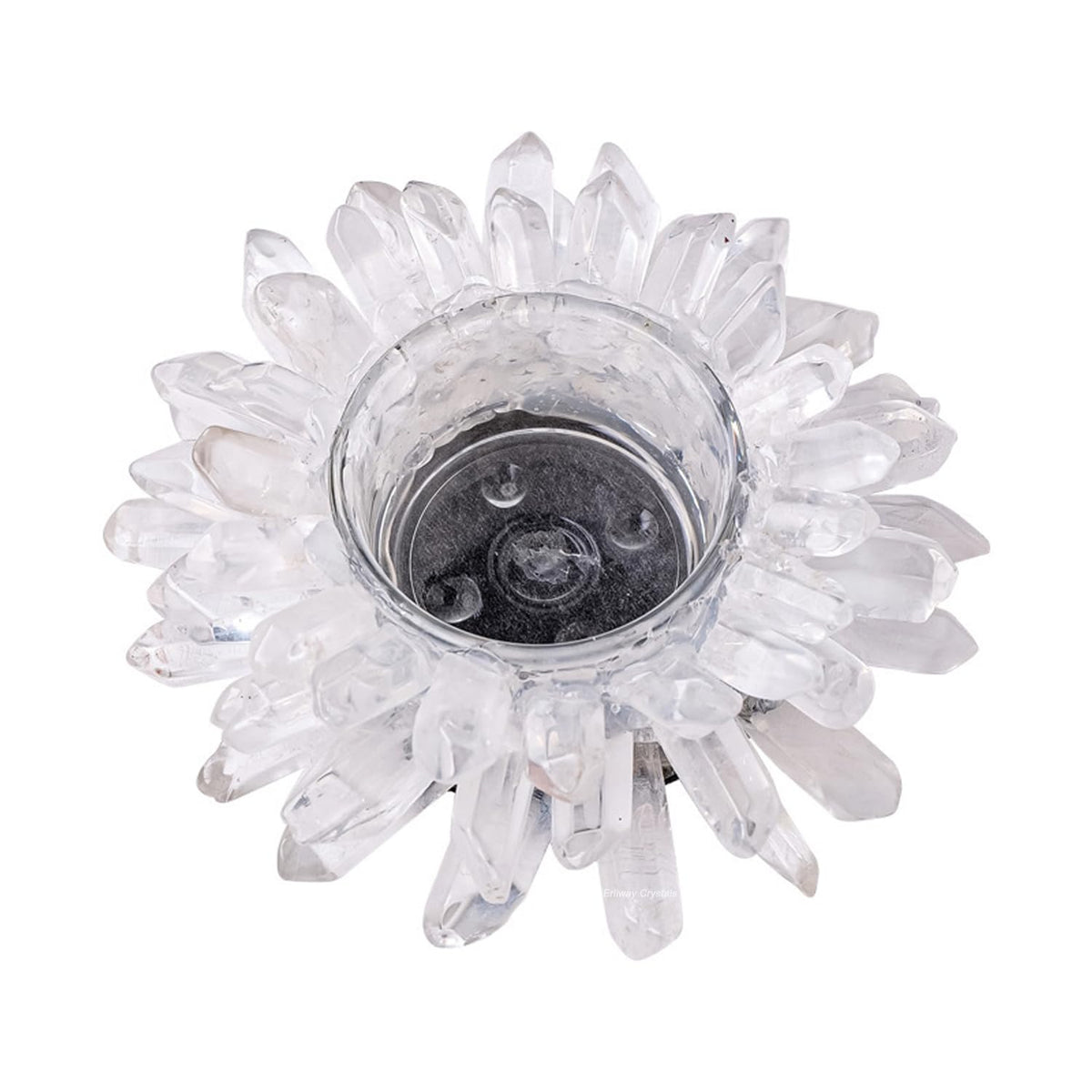 Natural Clear Quartz Crystal, Crystal Quartz Tealight Candle Holder Crystal Stone Candle Stand High Energy Geode Votive with Healing Effects (Not Included Candle)