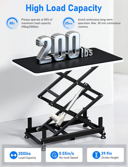 DIHOOL Electric Scissor Lift Table, 200Lbs, 10.43"-50.39" Height Adjustable Lifting Platform, Super Quiet with Remote & WiFi Control, Obstruction Detection, AC/DC Power for Home/Industrial Use