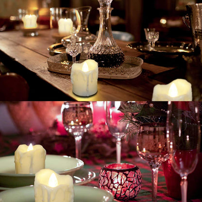 PChero 1.57" x 1.69" Battery Operated Tea Lights with Timer, 12pcs Warm White LED Timed Flameless Candles Flickering, 6Hours On Per 24Hours Cycle, Ideal for Thanksgiving Christmas Wedding Home Decor