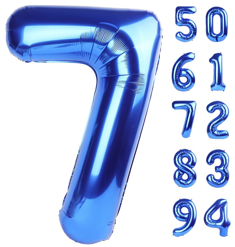 Navy Blue 7 Balloon Number, 40 Inch Nmber Balloons, Blue Party Decorations for 7th Birthday