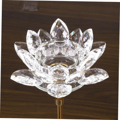 PATKAW Modern Simple Metal Candlestick Small Crystal Lotus Candle Holder Romantic Wedding Decor for Home Table Centerpiece