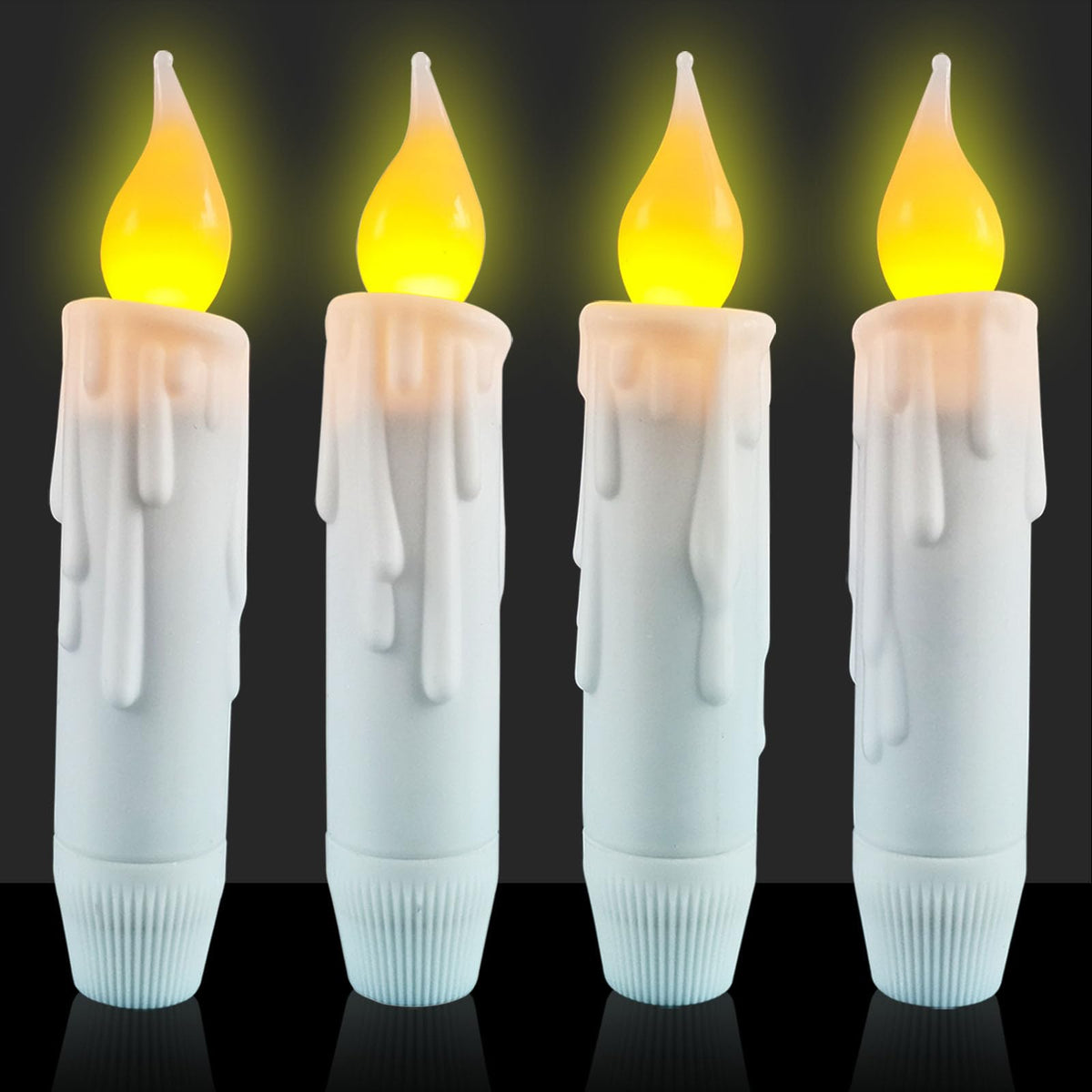 Short Flameless Taper Candles with Flickering Flame Realistic 6 Hour Timer,Small White Battery Operated LED Candlesticks for Christmas Halloween Decor,Set of 4 PCS