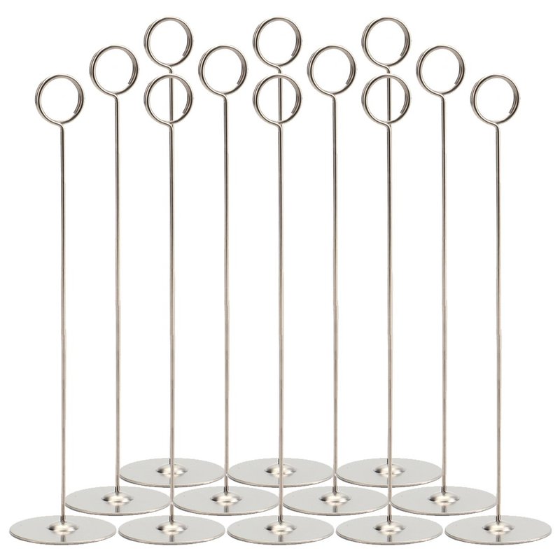 Tosnail 12 Pack 12" Tall Stainless Steel Table Number Holder, Table Card Holder Stand, Place Card Photo Display