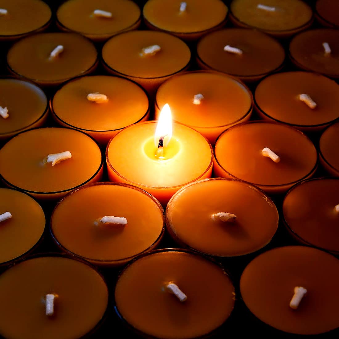 50PCS Pure Beeswax Tealight Candles, Natural Scent, Clear Cup， Raw
