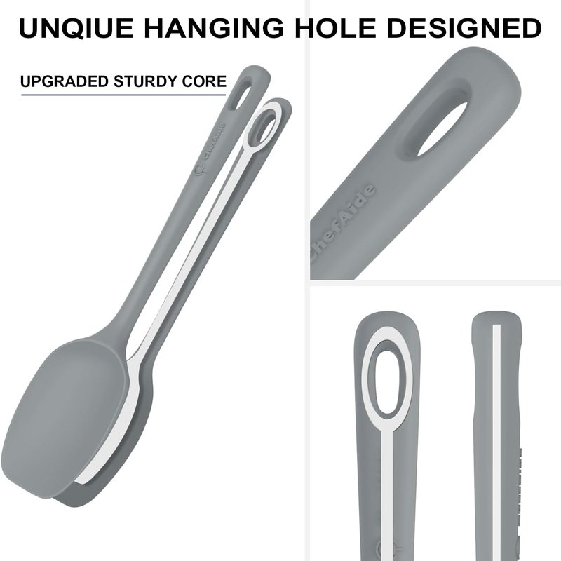 ChefAide 5 Pieces Silicone Spatula Set, Food Grade Rubber Spatula, Upgrade Strong Handle with Ergonomic Grip, Heat Resistant Up to 600°F for Nonstick Cookware, Cooking