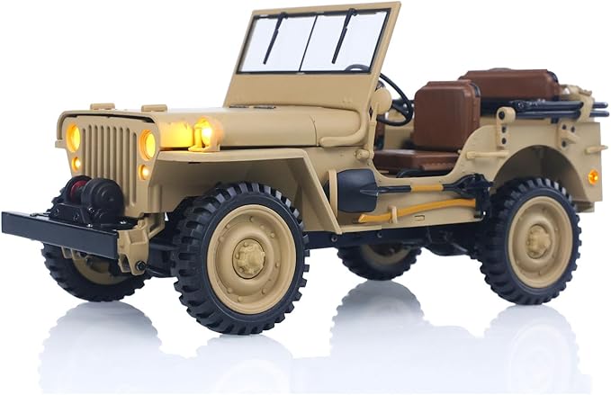 US in Stock Hg 1/14 4X4 Electric Military Truck Hg4 58 Convertible Off Road Semi Truck RC Climbing Vehicle 4WD 2Speed Light Sound Motor Hobby Grade Model for Birthday Gift(Yellow)