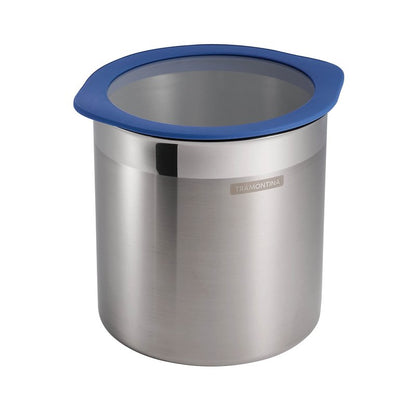 Tramontina 4-Piece Food Storage Containers with Silicone Lids, Stainless Steel Reusable Canister Set, Kitchen Pantry Organizer for Oats, Flour, Cereal, Sugar, Snacks (Blue)
