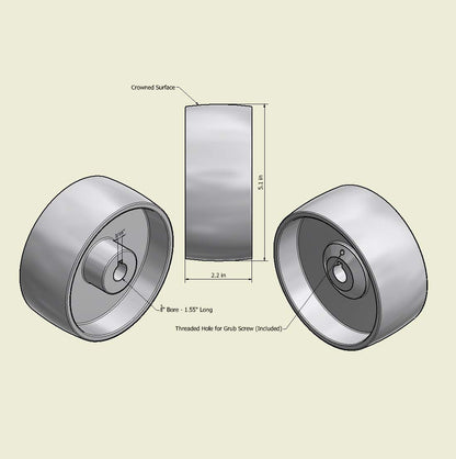 Belt Grinder 2x72 wheel set knife grinder 5" Drive 5/8" bore 4" track 2" Idler (5" 5/8-4" - 2")