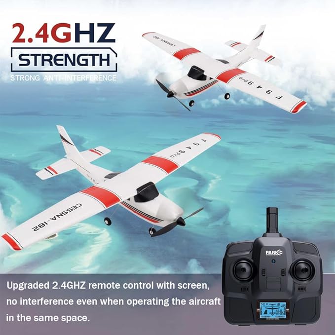 RC Airplane F949pro RC Plane 1020 Motor 3CH 2.4GHZ EPP RC Plane for Adults CESSNA-182 3D6G Gyroscope RTF RC Glider Planes with 2 Batteries Replaceable Parts (LED 2BSL)