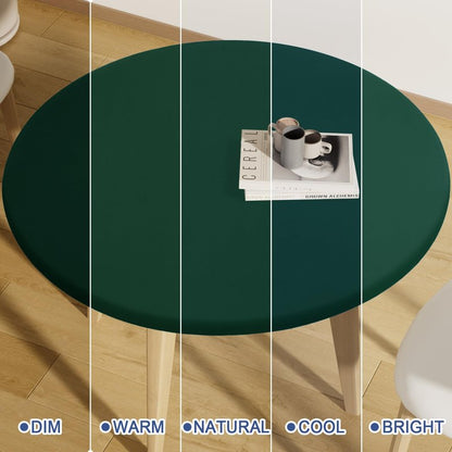 Moosfor Round Spandex Tablecloth, Elastic Fitted Waterproof Tablecloths for 18"-24" Tables, Stretch Washable Picnic Table Cover for Camping, Dining, Indoor and Outdoor, Hunter Green