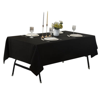 ZarzaaSik 2-Pack 90x132 inch Black Table Cloths, Solid Stain and Wrinkle Resistant Oblong Tablecloth, Premium Plain Weave Polyester Fabric Rectangle Table Linen Covers for Hotel, Wedding