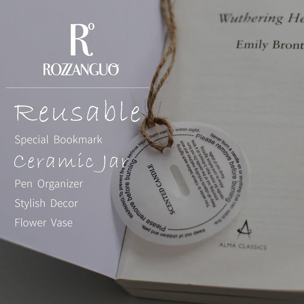 Rozzanguo Luxury Marble Jar Scented Candle | Women Men | Non Toxic 100% Natural Coconut & Soy Wax Blend Cotton Wick | Hand Poured Highly Scented Long Lasting (Jasmine & Sandalwood, Oud, 7 Ounces)