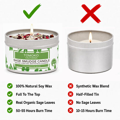 TOMOKO White Sage Scented Candle with Rose, Lavender! Healing, Purifying, Meditating & Cleansing (White Sage, 3 Pack)