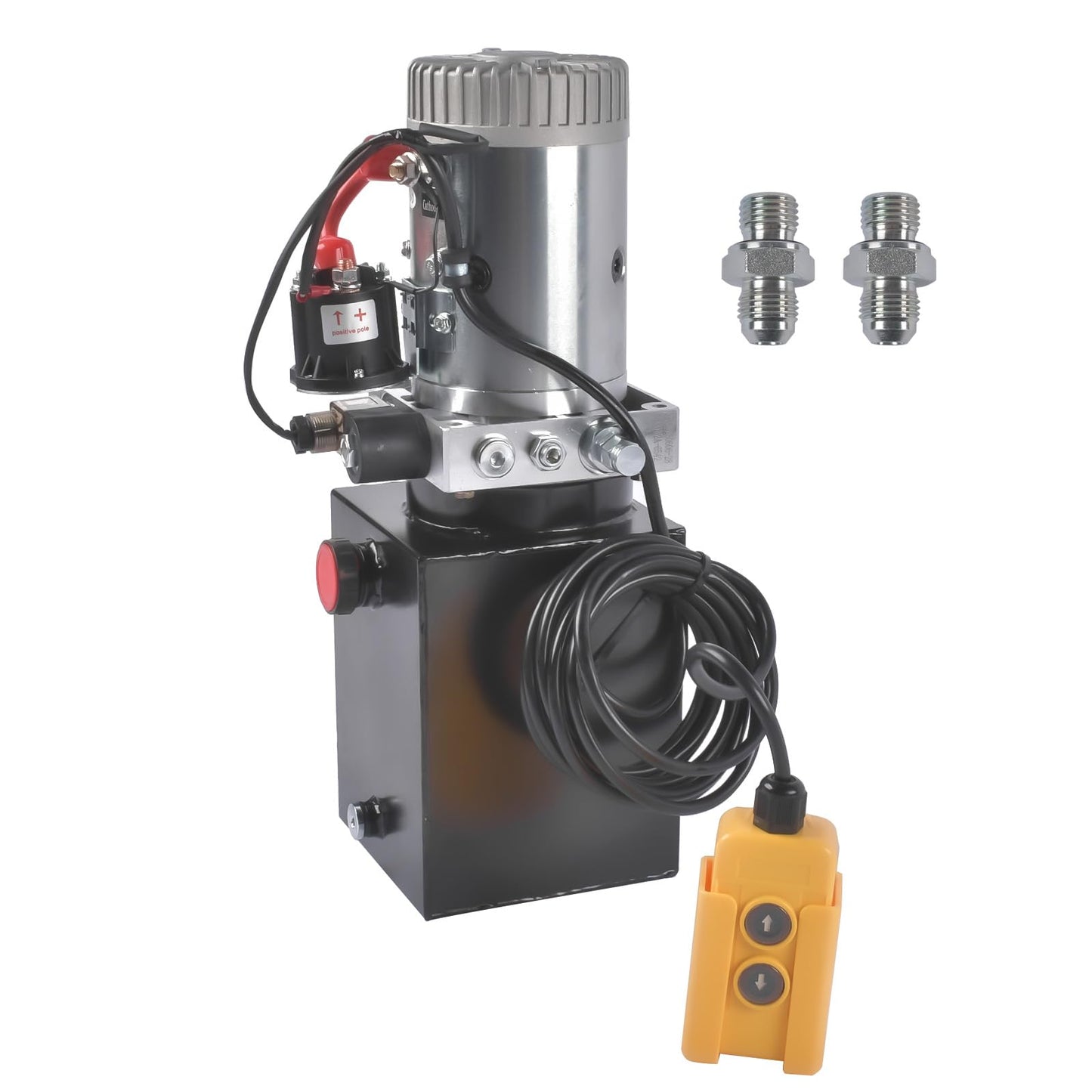 Mixizap 12V Hydraulic Pump, 4 Quart Single Acting Power Unit, 0.91 GPM Flow, 3200 PSI, for Dump Trailers, Tippers, Car Lifting, Log Splitters