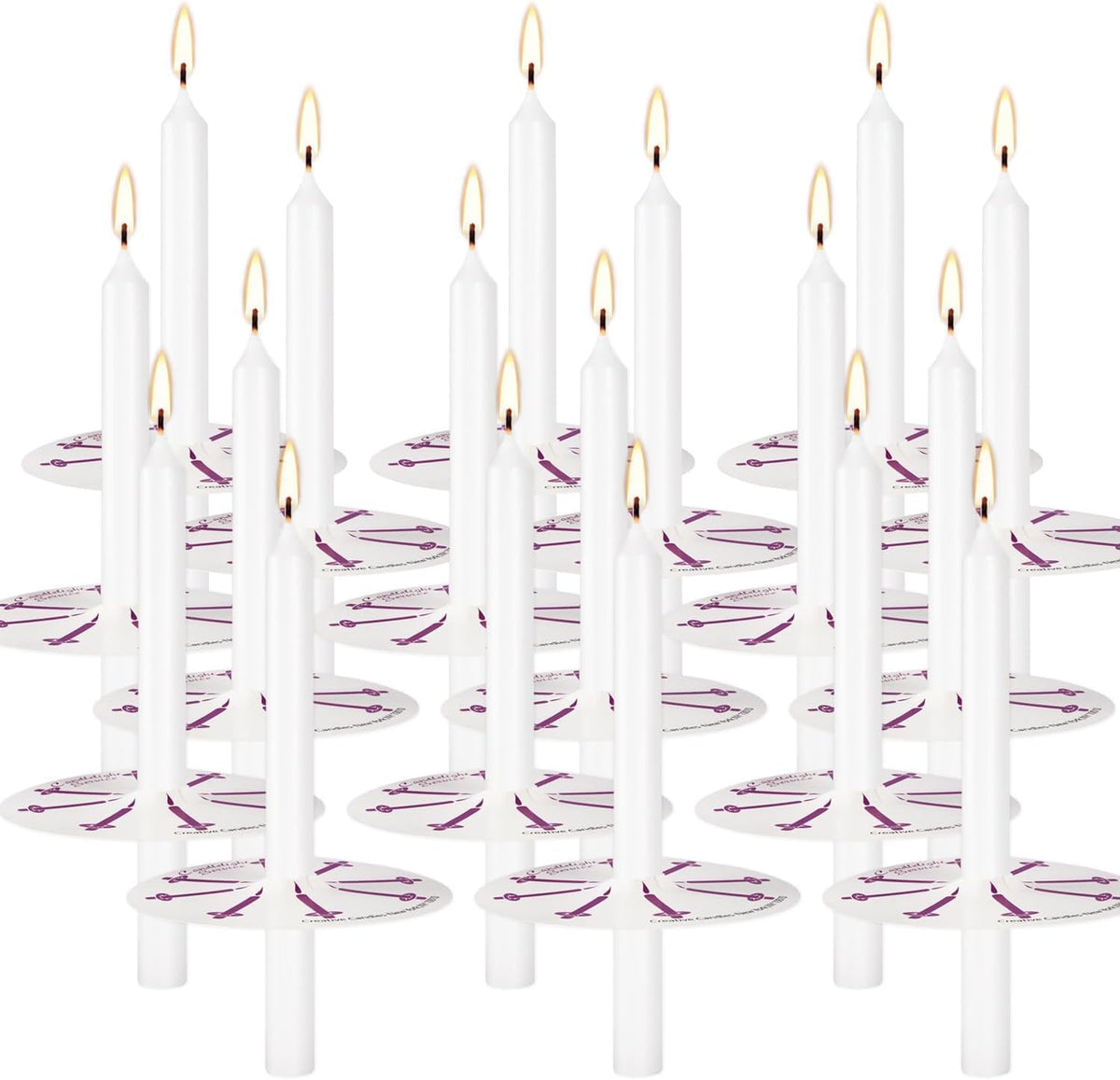 YOROXRG 100 pcs Church Candles with Drip Protectors for Devotional Candlelight Vigil Service, Unscented White 5" H X 1/2" D, No Smoke, Shabbat, Praye