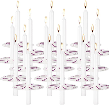 YOROXRG 100 pcs Church Candles with Drip Protectors for Devotional Candlelight Vigil Service, Unscented White 5" H X 1/2" D, No Smoke, Shabbat, Praye