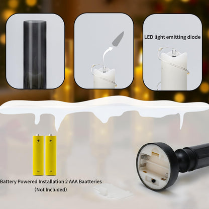 Prerish 6 PCS Flameless Candles with Timer, Flickering Flameless LED Pillar Candles for Romantic Ambiance with Embedded Star String, Acrylic Battery Perated Fake Candles for Home Decoration (Black)