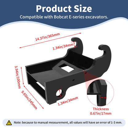 X-Change Quick Attach Coupler Bracket for Bobcat E-Series Mini Excavators - Black Coated Steel Bucket Coupler (X-Change Quick Attach Coupler Bracket)