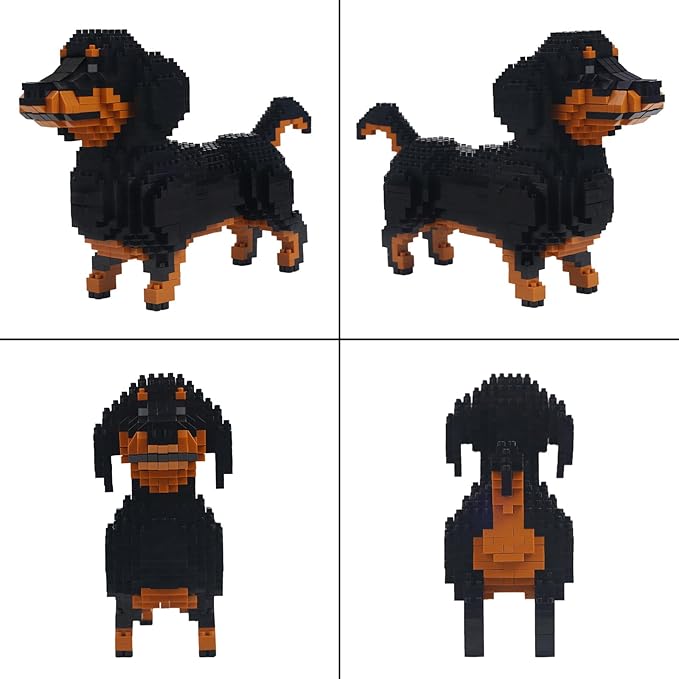 Larcele Micro Building Blocks Animal Set DIY Mini 3D Building Toy Bricks836 Pieces KLJM-05(Dachshund)
