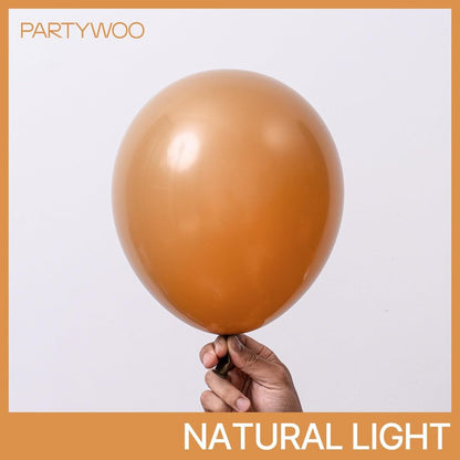 PartyWoo Tan Balloons 101 pcs 12 Inch Boho Neutral Light Brown Coffee Fall Latex Helium Balloons for Graduation Birthday Safari Boy Baby Shower Jungle Cowgirl Woodland Party Decorations Brown-F10