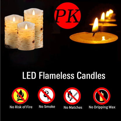 Biyanuo Flameless Battery Operated LED Candles 3D Wick with10key Button Remote Control 24-Hour Timer Set of 3 Electric Flickering Pillar Real Wax，Wedding, Party, Christmas and Home Decoration