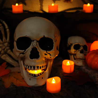 Homemory Halloween 24 Pack Orange Tea Light Candles, Battery Operated LED Tealights, Small Pumpkins Lights, Flameless, Electric Fake Tea Candles for Fall, Diwali Decorations