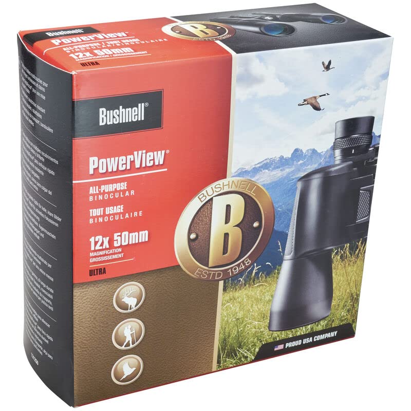 Bushnell Powerview 12x50 Wide Angle Binocular, Black