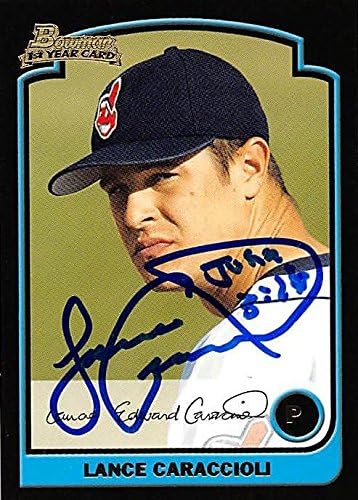 Sports Memorabilia Autograph Warehouse 244563 Lance Caraccioli Autographed Baseball Card - Cleveland Indians FT 2003 Bowman 1st Year - No. 193 Rookie