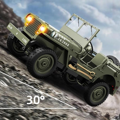 RC Crawlers 1:10 Scale New Upgrades D888 Willys Military Jeep 2.4Ghz 4WD Off Road Rock Crawler Vehicle with Lights All Terrain Electric RC Jeep Toy for Adult Teens