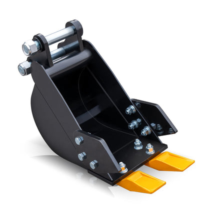 MMS 7.87in/200mm Mini Excavator Attachment, Narrow Backhoe Bucket, Manganese Steel Trench Digger Bucket with Metal Teeth, Suitable for 0.8-1.8 Tons Mini Excavators Digging Soil, Landscaping Work