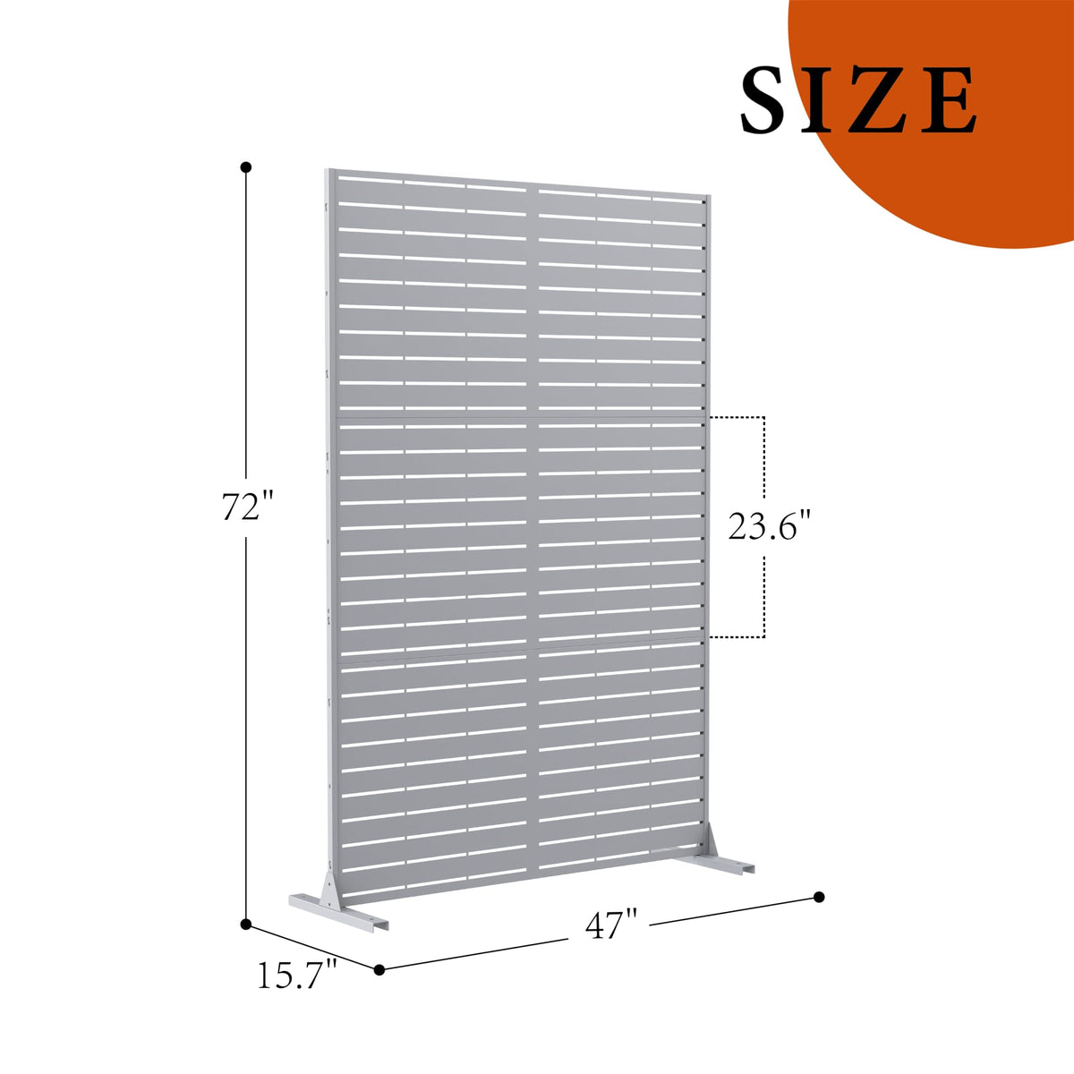 Garvee 72" Outdoor Metal Privacy Screen, 6FT Decorative Privacy Fence and Room Divider, Weather-Resistant Freestanding Panel with Stand for Garden, Patio, Balcony, Backyard