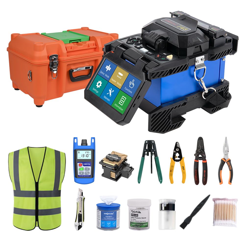 T45 Core Alignment Fusion Splicer Kit, Fiber Optic Welding Splicing Machine with FC-30 Cleaver