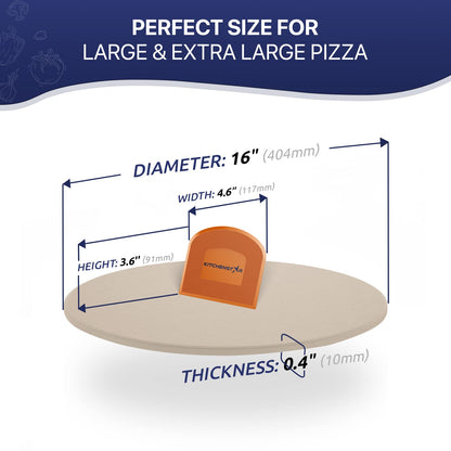KitchenStar Pizza Cutter Rocker Blade 16" Black + Wooden Pizza Peel 16" + Pizza Stone for Oven and Grill 16" with Handles - Pizza Making Bundle