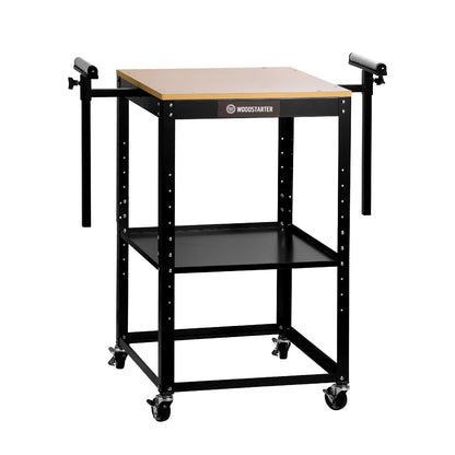 WOODSTARTER Planer Stand with Integrated Mobile Base and Storage Shelf, 58”×21”×38”, 500 lbs Load Capacity, 6 - Level Height Adjustment