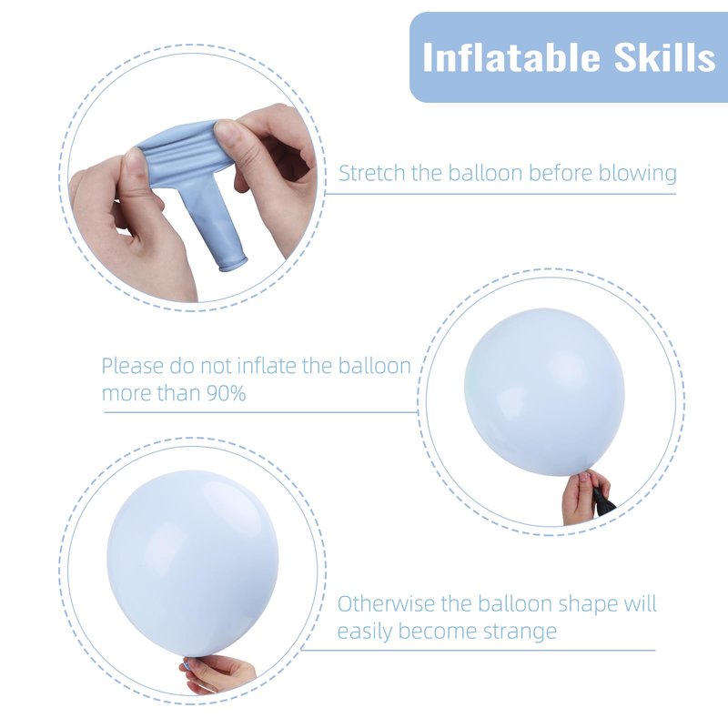 RUBFAC Blue Balloons 129pcs, Pastel Light Blue Balloon Different Sizes 18 12 10 5 Inch for Garland Arch Kit, Gender Reveal Baby Shower Birthday Wedding Easter Party Decoration