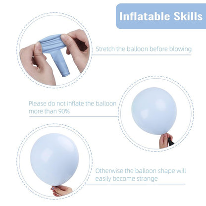 RUBFAC Blue Balloons 129pcs, Pastel Light Blue Balloon Different Sizes 18 12 10 5 Inch for Garland Arch Kit, Gender Reveal Baby Shower Birthday Wedding Easter Party Decoration