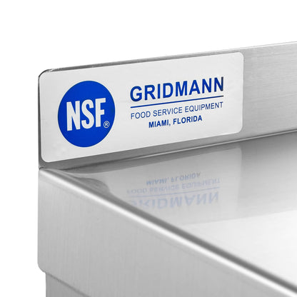 GRIDMANN 18" x 48" Stainless Steel Wall Mount Shelf with Backsplash, Commercial Grade - NSF Certified 18 Gauge Shelving for Restaurant, Kitchen, Utility Room, Garage