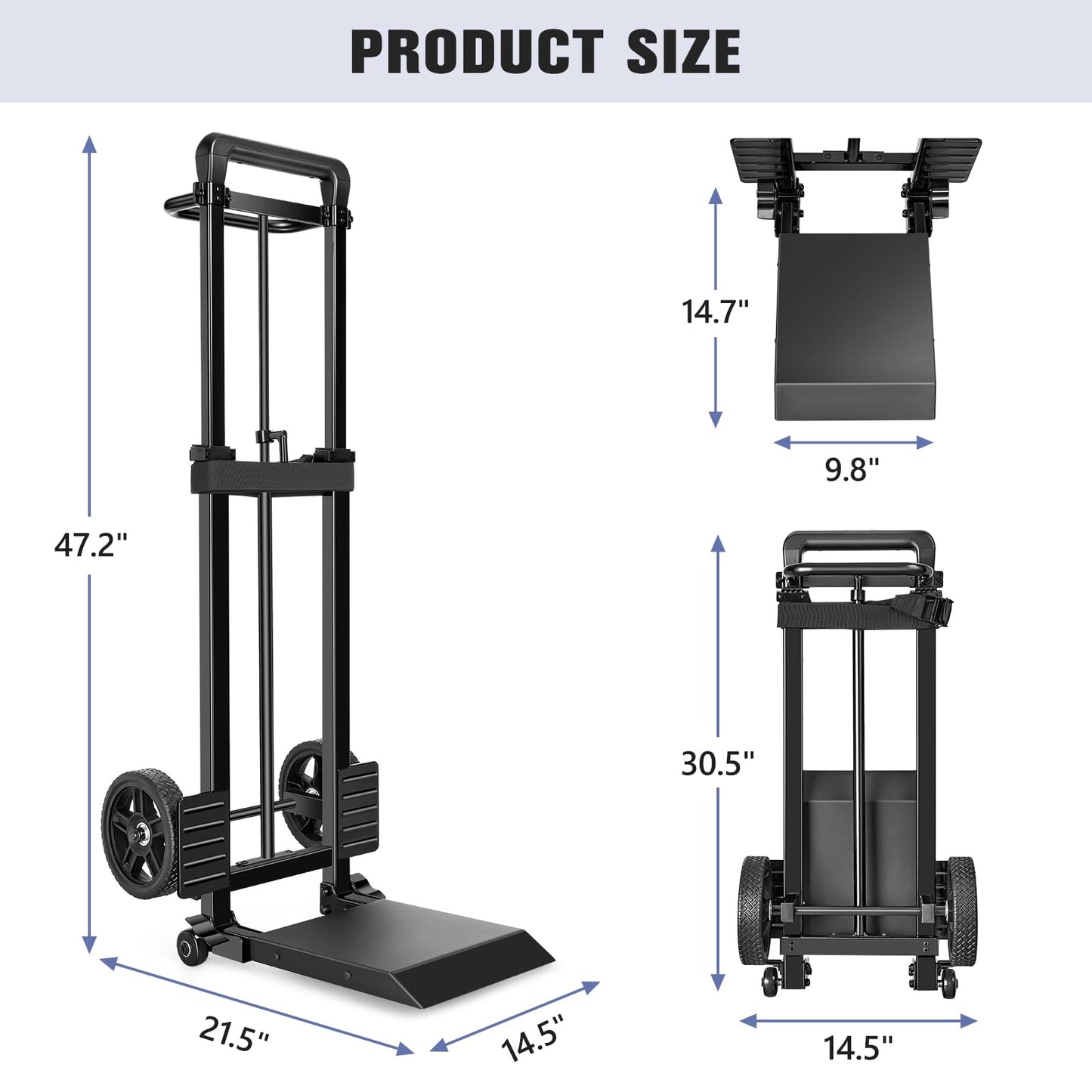 KEDSUM 55 Gallon Drum Dolly, Plant Dolly with Wheels, Heavy Duty Oil Drum Trolley with Adjustable Eagle Beak Fixation & Strap, Ideal for Oil Barrel & Plant Pots Use, Height 47.2 inch, Easy to Fold