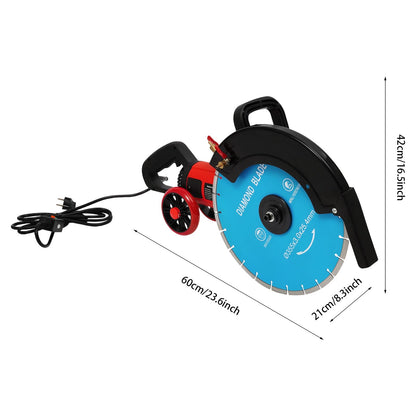Electric Concrete Saw, 14In Wall Chaser Concrete Cutter Saw, 4000W Circular Saw with Saw Blade and Rolling Pulley, Wet/Dry Disk Saw Cutter for Cutting Stone, Concrete, Granite, Ceramics