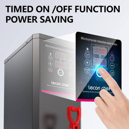 Lecon Chef Water Boiler Eletric Commercial Hot Water Dispenser Countertop with Filter Black Automatic 15L 1500W Fast Heating for Restaurant, Home, Office