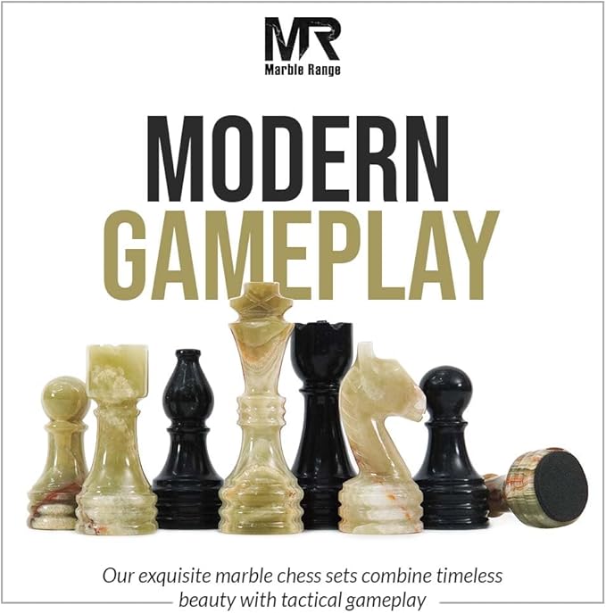Marble Chess Set for Adults 15 Handmade Black &amp Green Onyx Board Game with 32 Chess Pieces 2 Extra Queens &amp Storage Box Luxury Travel Game – Elegant Home Décor