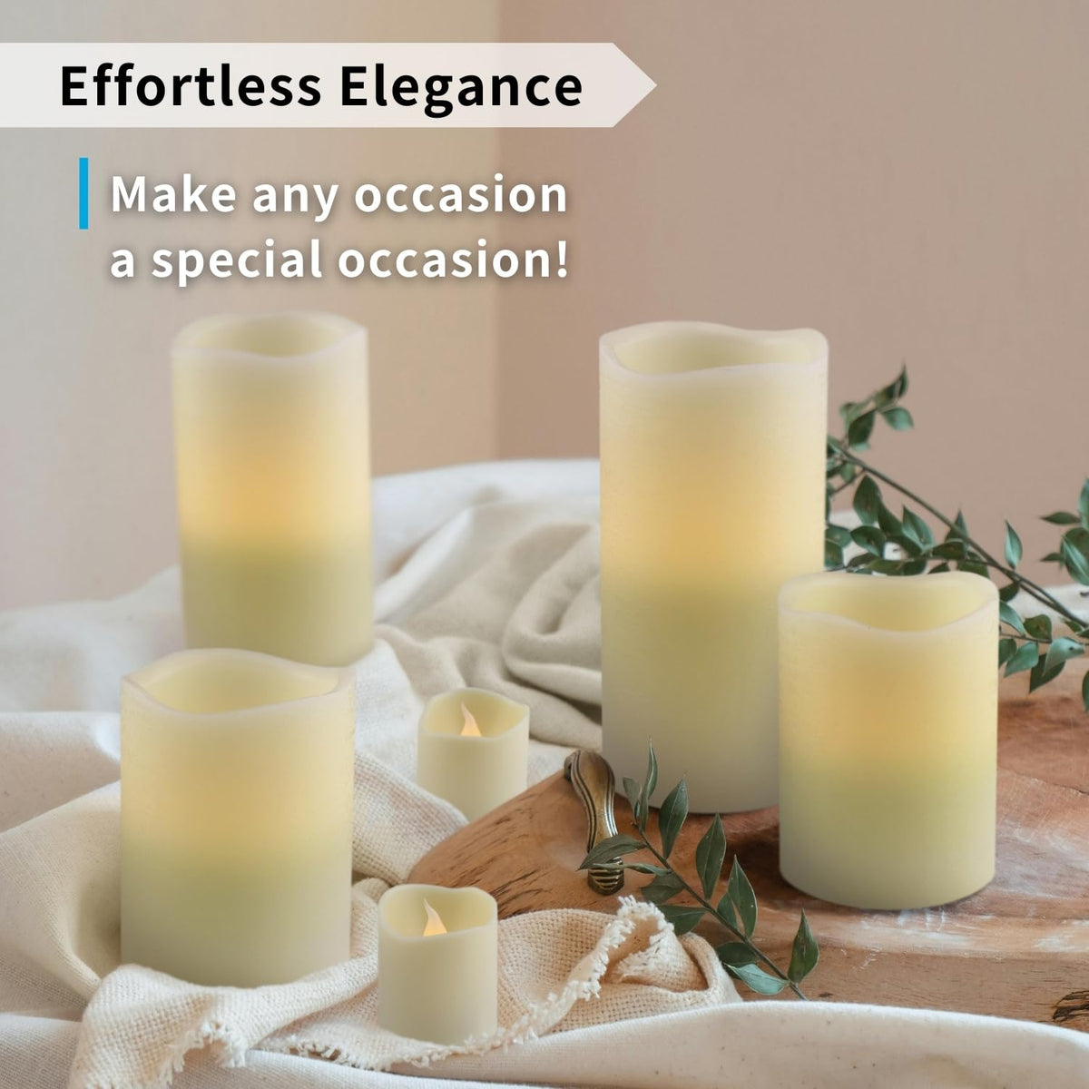 FURORA LIGHTING Ivory Flameless Candles - Real Wax, Adjustable Brightness, Remote & Timer - 4 Pillars (3x4, 3x6) and 4 Votives, 8-Pack, Battery Operated