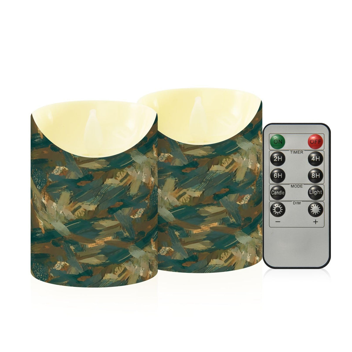 Gravopti Abstract Pattern 2 Pack Flameless LED Pillar Candles with Remote & Timer, Battery Operated, Flickering Wax Candle for Wedding, Romantic Home & Party Decor