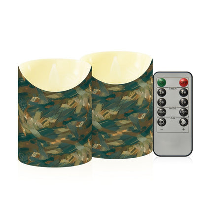 Gravopti Abstract Pattern 2 Pack Flameless LED Pillar Candles with Remote & Timer, Battery Operated, Flickering Wax Candle for Wedding, Romantic Home & Party Decor