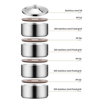 GOLDEN KEY 120 oz Stainless Steel Stackable Lunch Box for Adult, Huge Capacity Bento Box with Stackable 4 Tier Food Container, and Lunch Bag (120 Ounces 4-Layers Bento) - Super Large