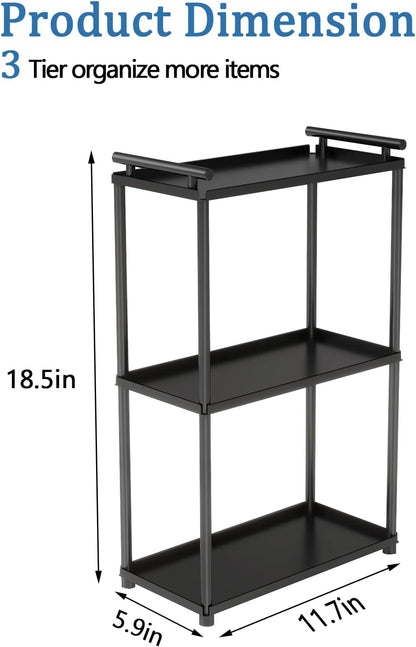 VOTZAAQ 3-Tier Bathroom Organizer - Stainless Steel Perfume Tray & Vanity Shelf | Matte Black