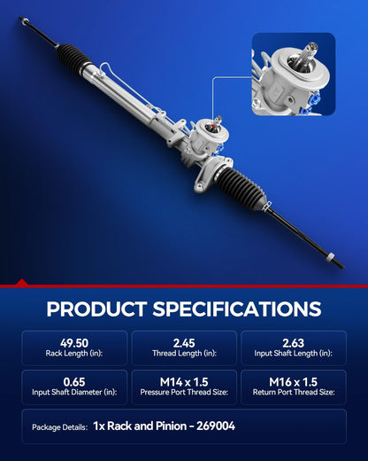KAX Rack and Pinion Assembly Compatible with 1999-2005 J-etta, 1998-2007 Beetle, 1999-2006 Golf with Hydraulic Power Replace 26-9004
