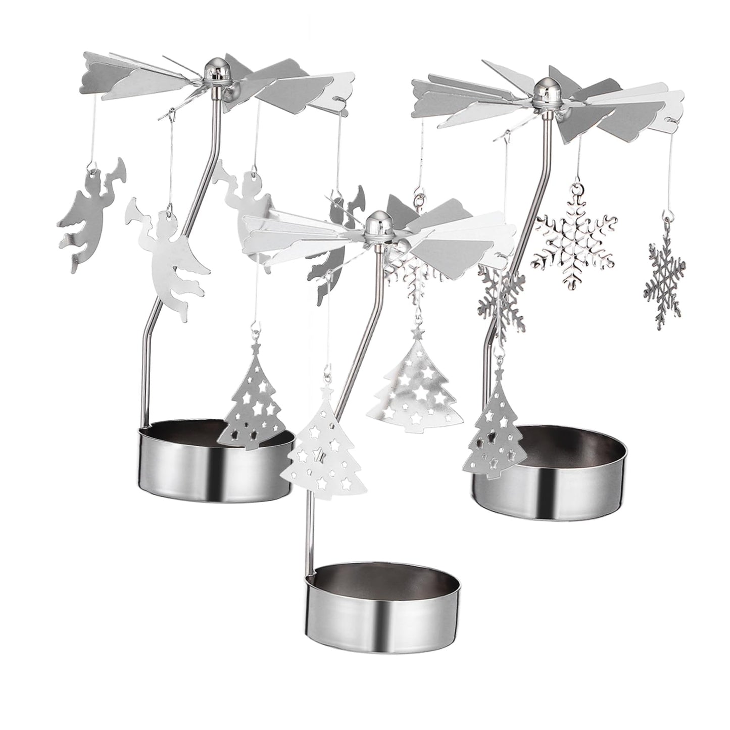 Cabilock 3pcs European Style Metal Carousel Candleholder for Wedding and Home Decoration Romantic Candle Stand for Dining Table Centerpieces Elegant Accent for Gatherings and Parties