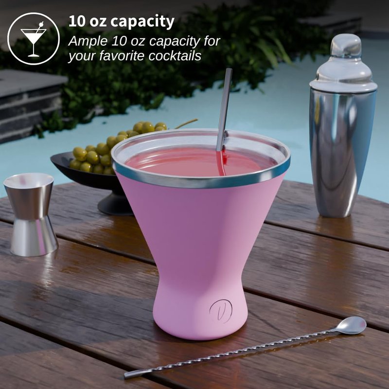 Mother’s Day Gift for Mom - [Pack of 1, Pink] Stainless Steel Martini Glass, Unbreakable Metal Cocktail Glass, Unique Gift for Women Wife, 10oz Elegant Drinkware