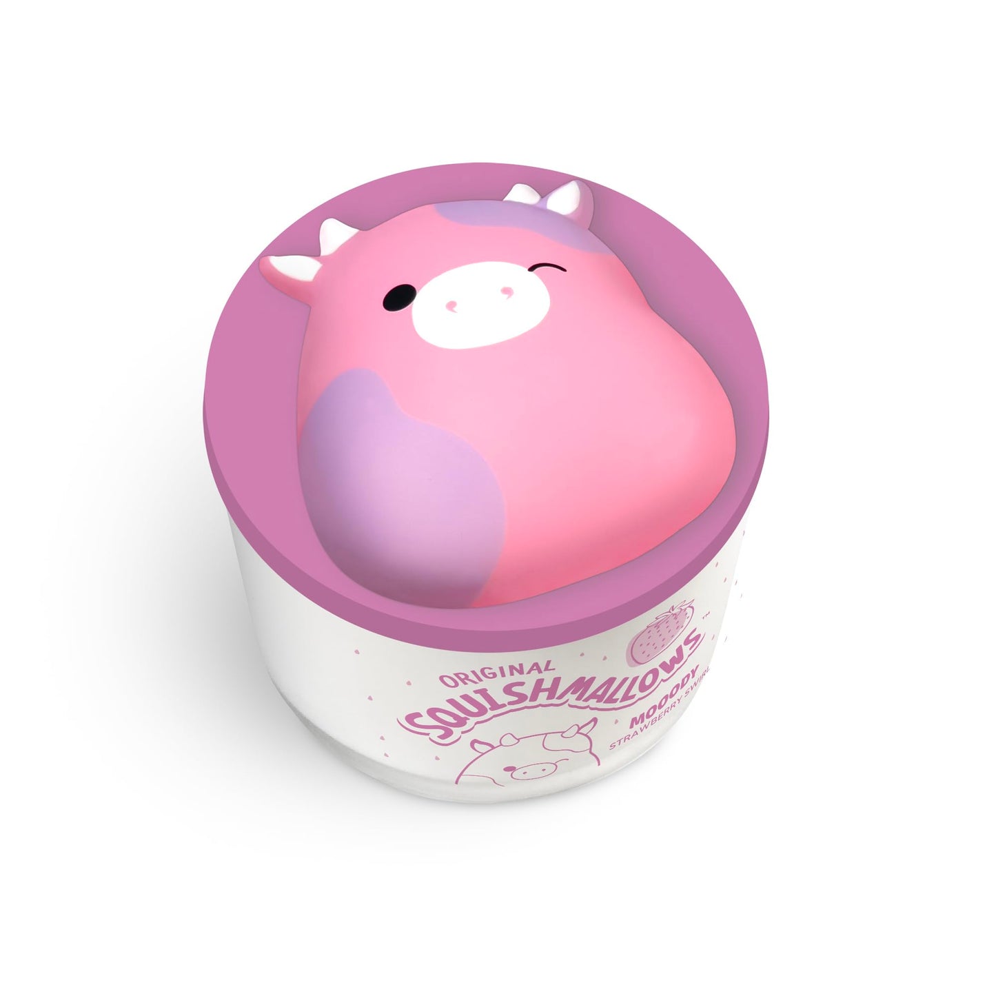 Studio Oh! x Squishmallows Scented Candle, Patty Mooody Strawberry Swirl Strawberry, Vanilla, Citrus & Freesia, 12 oz, Reusable Jar, Scented Candles for Home, Relaxing Calming Candle